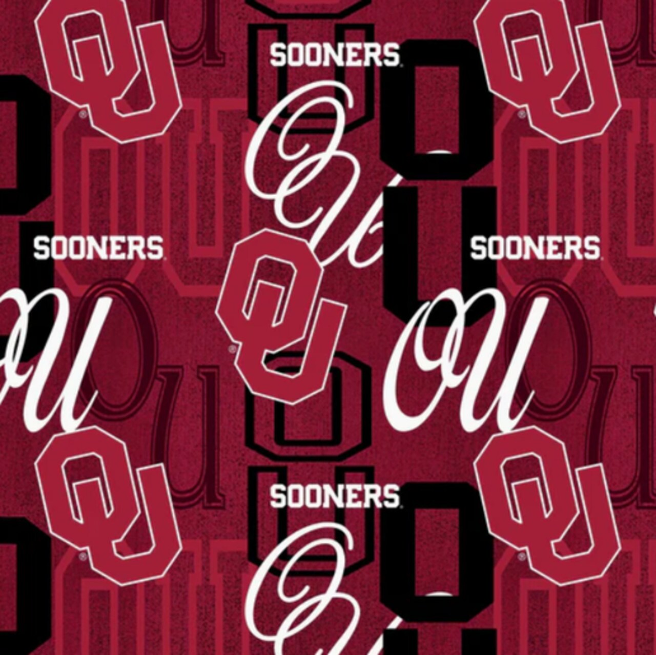 Licensed NCAA University of Oklahoma Letters Cotton Fabric by the Yard